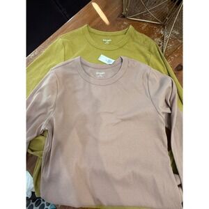 Old Navy Snug Ribbed Long Sleeve Tee Bundle XL Tall Olive Tan Set of 2 NWT